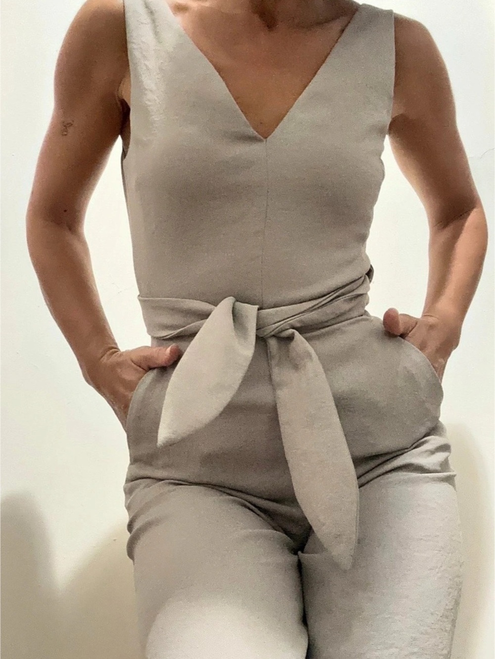 Wilfred Gray Wrap Waist Wide Leg Jumpsuit Size 0